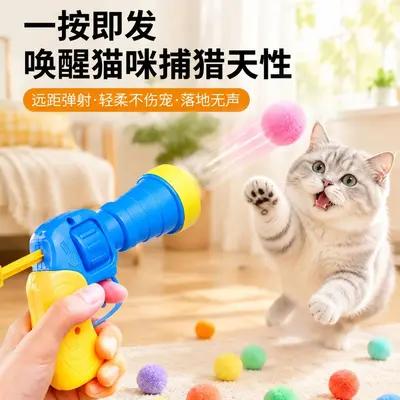 Pet Plush Ball Launcher Quiet Interactive Cat Toy - 1