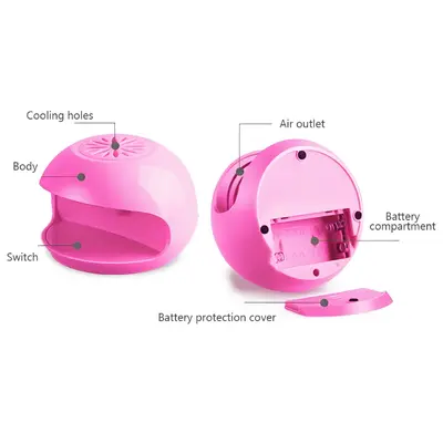 Mini electric nail dryer with push button, air drying - 3