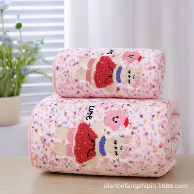 Havlu seti 3 parça, nakışlı, mercan polar, hayvan baskılı, hızlı kuruyan - 8