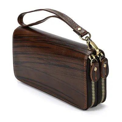 Crazy Horse Genuine Leather Men's Long Zip Wallet, Double-Layer - 11