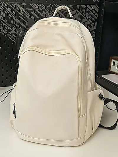 Korean-Style Solid Color Large Capacity Backpack for School and Travel - 6