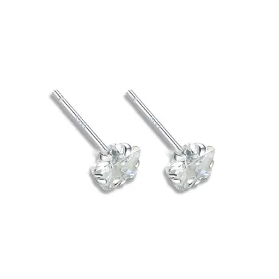 S999 Sterlingsilber Ohrringe mit vier Krallen für Frauen, erschwinglicher Luxus, hochwertige durchstochene Ohrringe, japanischer Stil einfache beliebte Nischen-Ohrringe für Frauen - 10