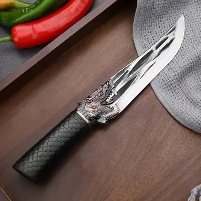 Hand-forged bone knife, butcher knife, non-slip handle, special knife for slaughtering and skinning pigs, sharp cutting knife, kitchen knife