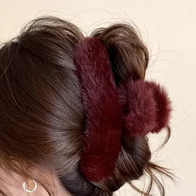 Oufile's new Korean-style mink hair clamp, back of head for women's hair, large plush hair clamp, shark clamp hair accessory