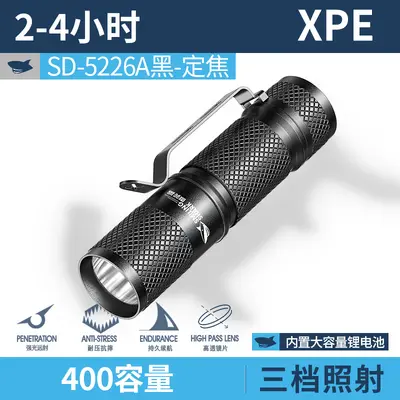 Smile Shark Aluminum Alloy Mini Flashlight, Telescopic Focus, Pen Clip