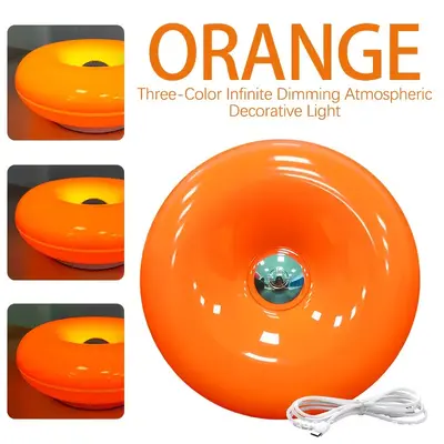 Vintage Donut-Tischlampe, LED-Touchlampe in Orange - 8