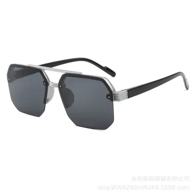 Kindersonnenbrille mit halbem Rahmen, Doppelsteg, UV-Schutz, für Jungen und Mädchen