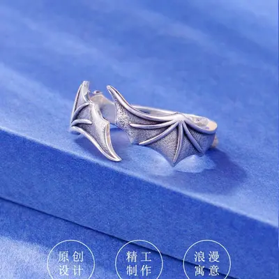 Chiba original design 999 Thai silver ring devil wings men's ring Thai silver retro niche personalized ring gift