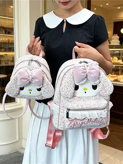 Korean-Style Floral Backpack, Cute Girls' Bow Knot Backpack - 5