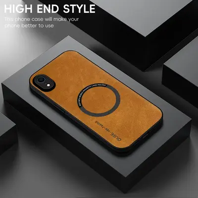 IphoneXR için uygun cep telefonu kılıfı iphoneXS koyun derisi deri XsMax araba kablosuz şarj manyetik cep telefonu kılıfı - 4