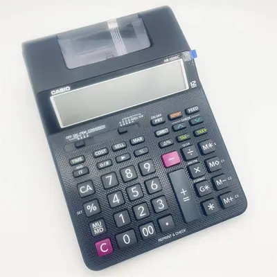 CASIO Printing Calculator, English Version, Two-Color Print, Leather Cover