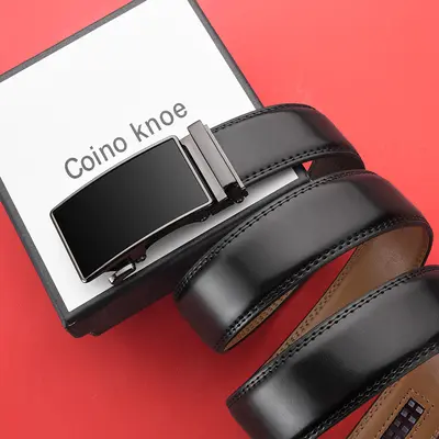 High-end Leather Belt Men's Waist Belt Automatic Buckle Genuine Leather Belt Casual Business Men's Trousers Belt Customizable LOGO Export Style - 2