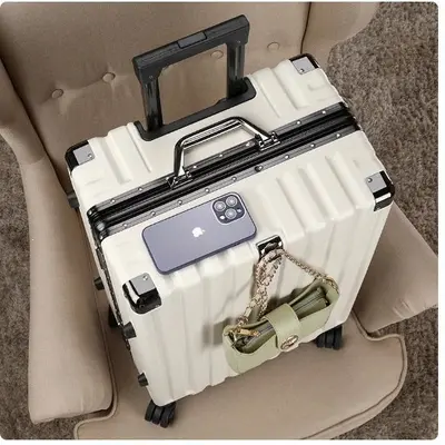 Robuster und langlebiger Koffer 24 Zoll Herren 360-Grad-Rollen Herren Aluminiumrahmen Trolley Zahlenkombination Reisekoffer 28 Zoll großes Fassungsvermögen Lederkoffer