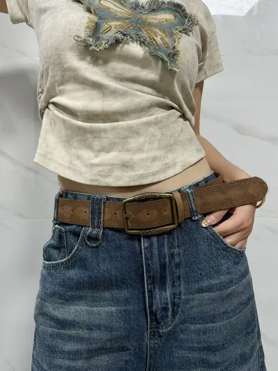 Amerikanischer Gürtel Herrengürtel Y2K Damengürtel 2025 neuer Stil junge heiße Mädchen Rock Luxus Trend Retro Braun - 7