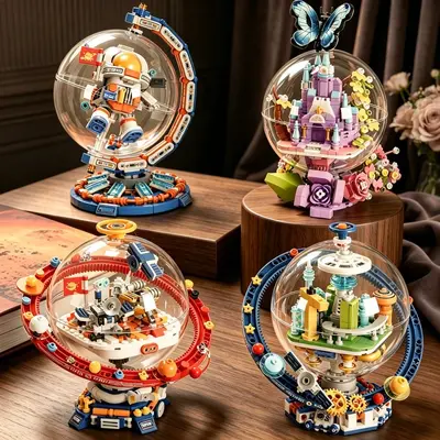 Astronaut Globe Building Block Model, Children's Educational Desk Ornament