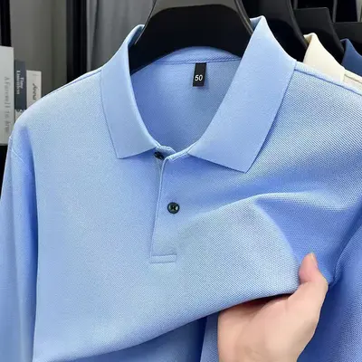 Herren-Langarm-Poloshirt aus 100% Baumwolle, besticktbar - 13