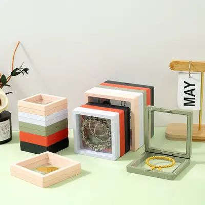 Best-selling in-stock dust-proof anti-oxidation jewelry packaging box ornament ring storage box transparent PE film suspension box