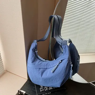 2026 Nylon Pleated Tote Crossbody Bag, Large Capacity Dumpling Bag - 11