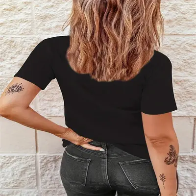 Baskılı Yuvarlak Yaka Büyük Beden Kısa Kollu Kadın T-Shirt