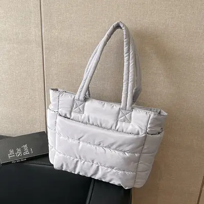 Cross-border women's cotton tote bag, lightweight laptop bag, suburban high-capacity travel bag, shoulder bag, customized LOGO