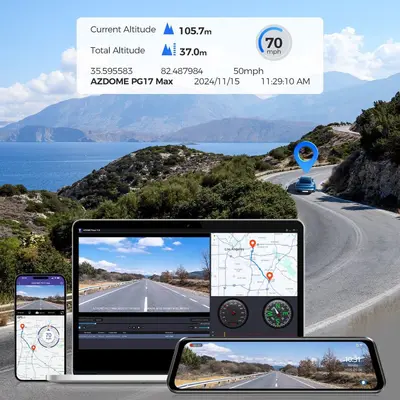 AZDOME Dual Camera Dashcam 11.8" Mirror with ADAS Support, Voice Control