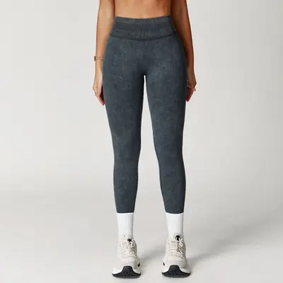 Washed Matte Seamless Yoga Leggings, High Waist - 4