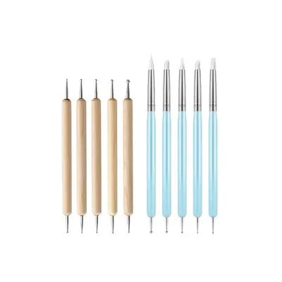 Holz-Punktierstift-Set 15-teilig, doppelseitig, für Nagelkunst