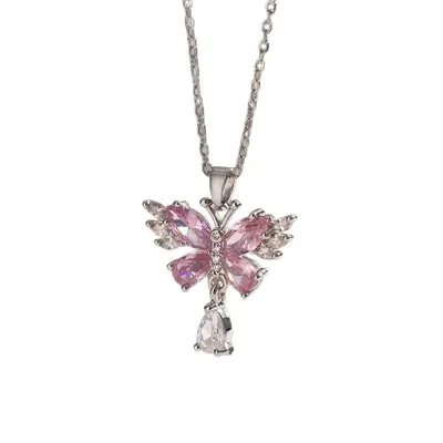 Titanium steel butterfly necklace, short, women's - 6