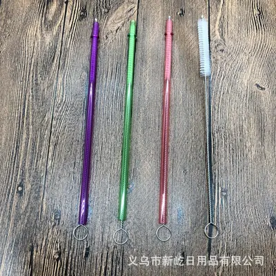 Leopar Desenli Renkli Baskılı Plastik Pipet Seti, PP Sert Boru - 11