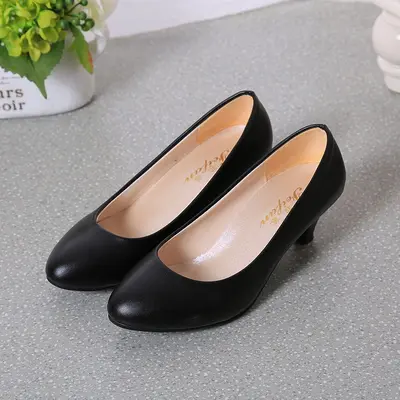 Damen-Lederschuhe mit dickem Absatz, 5 cm - 10