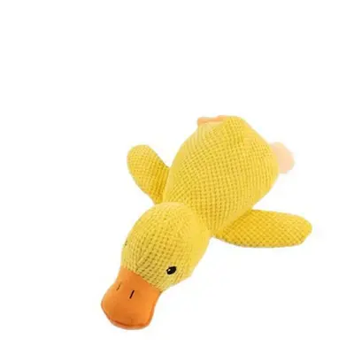 Plush Yellow Duck Dog Toy, Chew-Resistant, Squeaky, Interactive - 5