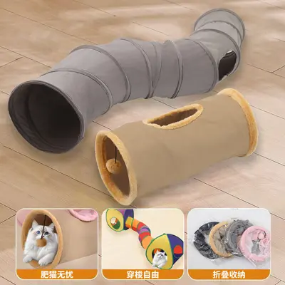 Foldable Cat Tunnel with Crinkle Paper and Hole, Interactive Puzzle Toy