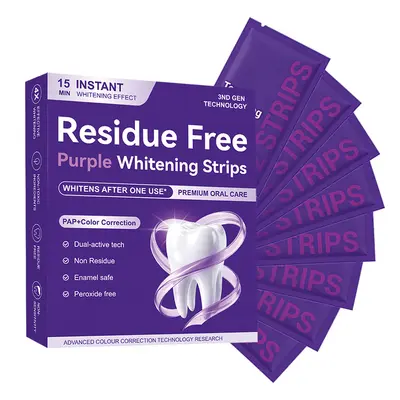PAP + V34 No-Residue Teeth Whitening Strips, Removes Stains - 6