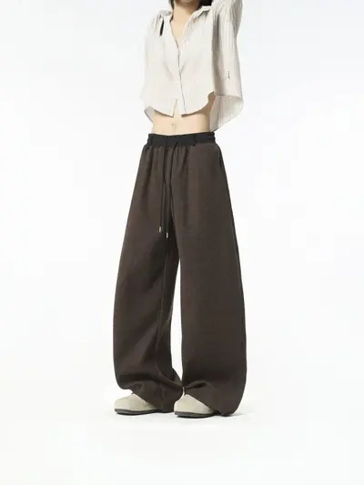 Men's Autumn Winter Casual Sweatpants, Sand-Washed, Wide-Leg