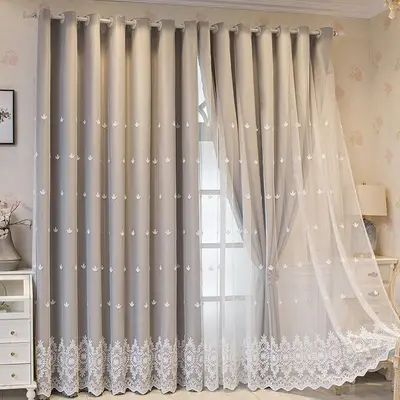 Double-Layer Blackout and Sheer Curtain for Bay Windows and Living Rooms - 7