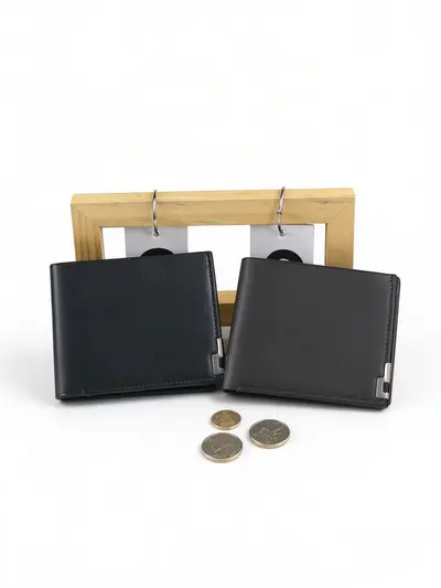 Men's Leather Wallet with Passport Holder and Large Capacity - 1