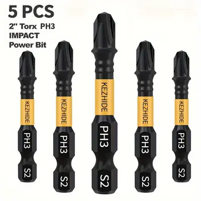 Kezhide 50mm Magnetic Phillips PH3 Screwdriver Bit Set, S2 Steel - 7