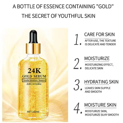 24K Altın Hiyalüronik Asit Serumu, Nemlendirici Niasinamid Konsantre Serum