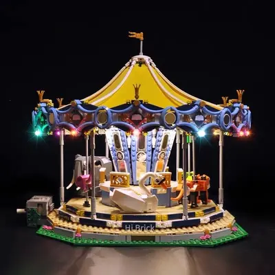 Amusement park building blocks carousel high-difficulty assembly - 11