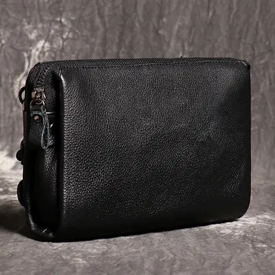 Men's Top-Grain Leather Clutch with Large Capacity Long Wallet Design - 3