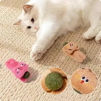Plush Cat Toy with Catnip, Chew-Resistant Self-Play Teaser Toy - 2