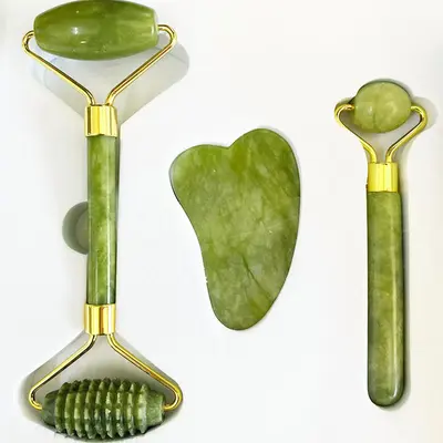 Natural jade beauty device dual-head jade roller face massage complete set beauty device export jade wholesale - 10