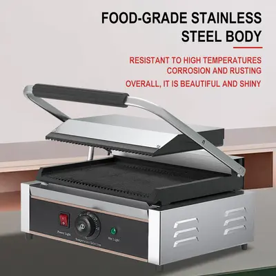 Commercial Electric Flat Top and Bottom Press Grill and Panini Machine - 3