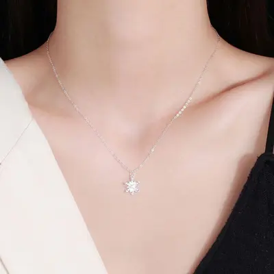 S999 saf gümüş kar tanesi zirkon kolye, tatlı lüks, kadın