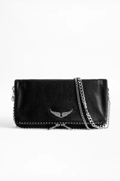 Black PU Vintage Rivet Chain Crossbody Bag - 6