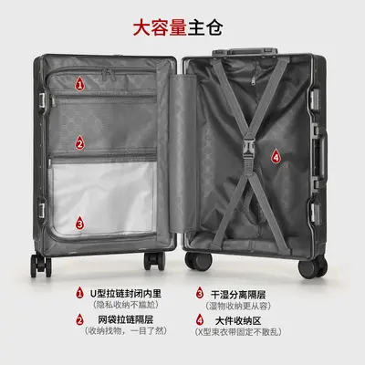 Frontöffnender Trolley mit Aluminiumrahmen, USB-Ladeanschluss und Laptopfach - 5