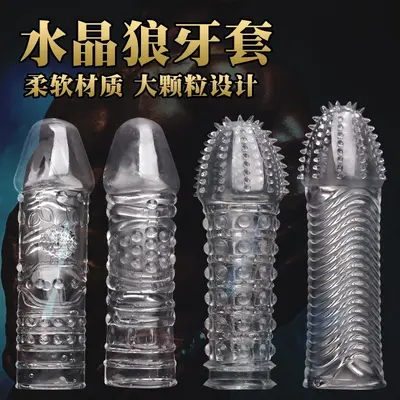 Wolf Tooth Spiked Crystal Penis Sleeve for Men, Hollow Adult Sex Toy