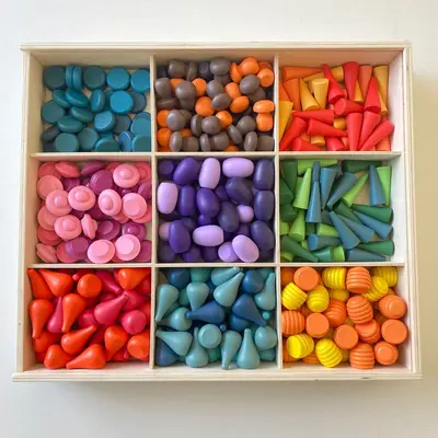 Ahşap istifleme denge taşları gökkuşağı blok seti, Montessori eğitici oyuncak - 7
