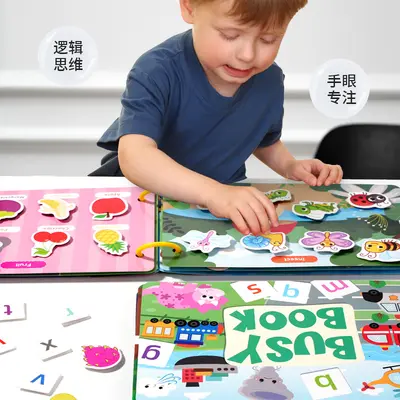 Children's Quiet Book with Velcro Puzzle, Reusable Early Education Busy Book - 5