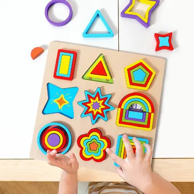 Geometric Shape Ring Toss and 3D Puzzle Grip Board